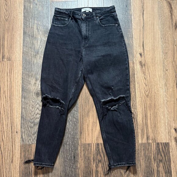 Abercrombie & Fitch The Mom High Rise Jeans Black Size 27/4 Short - Picture 1 of 6